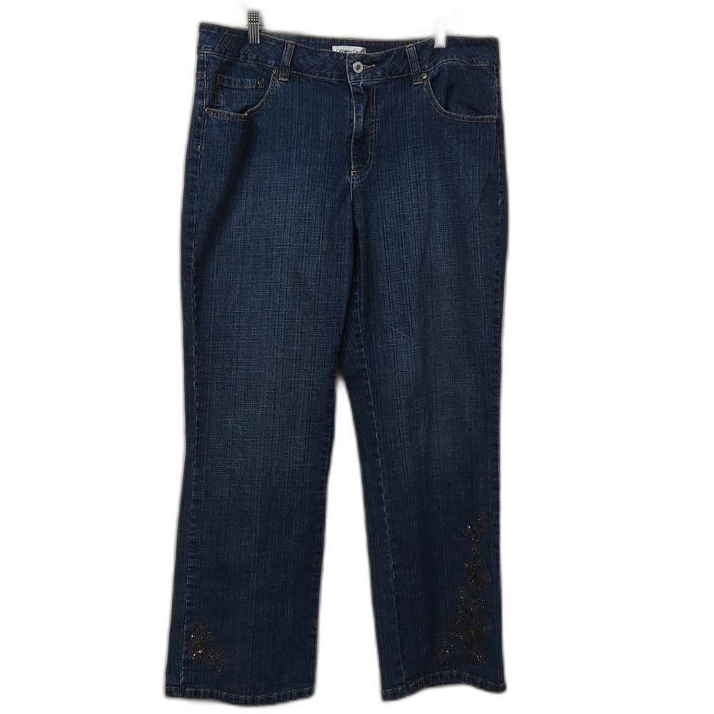 Coldwater Creek Jeans WOMENS Medium Wash Size W18 Blue Straight Leg Embellished